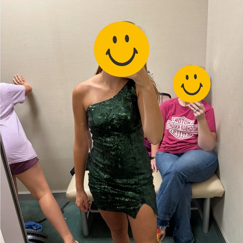 Honey & Rosie One-Shoulder Green Sequin Dress – XS/S Sparkly Bodycon